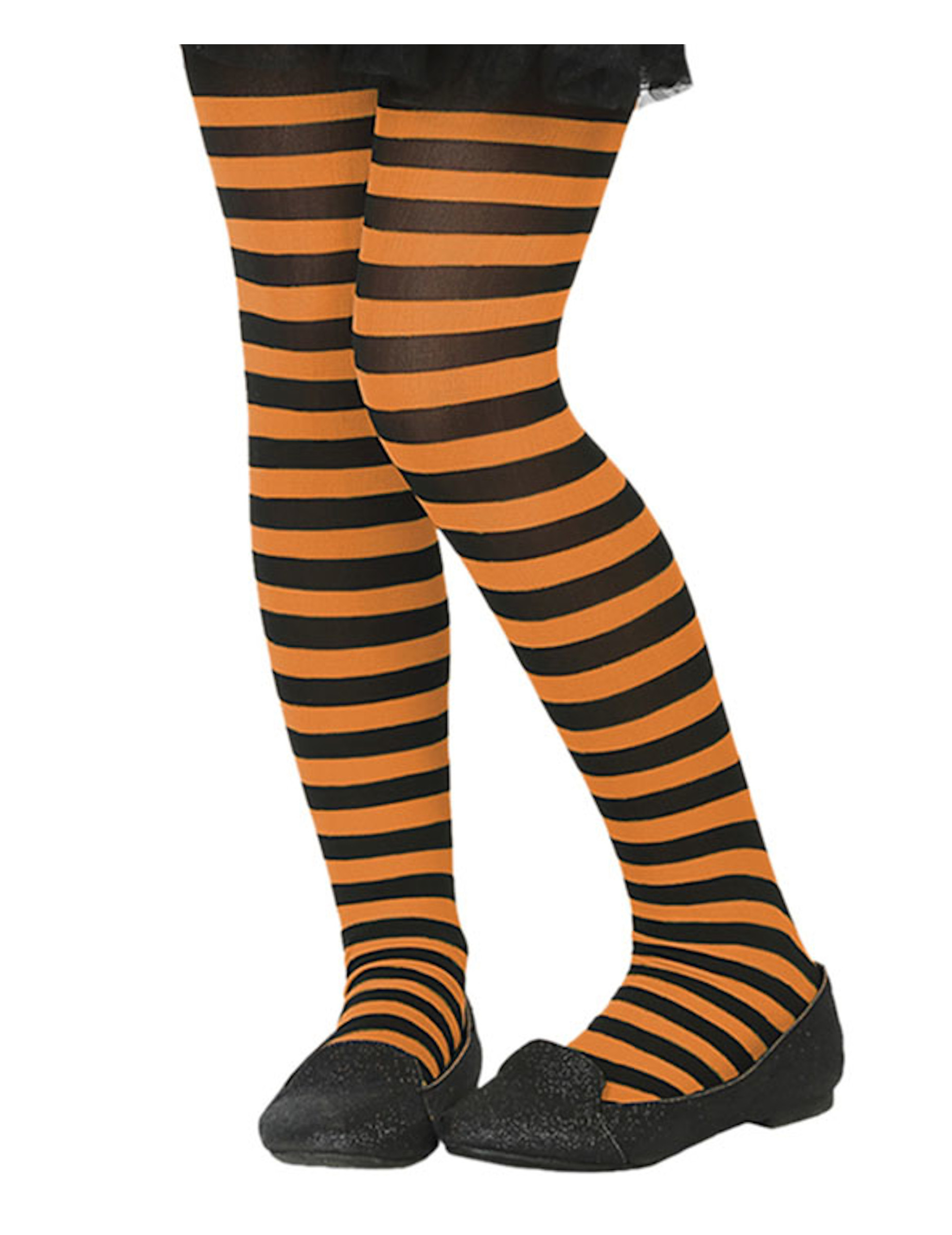 Collant rayé orange et noir enfant - Famille en Fête