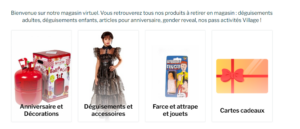 boutique en ligne, carte cadeau, enfant, déguisements, anniversaire