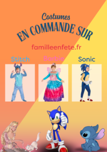 déguisement, stitch, barbie, sonic, boutique en ligne
